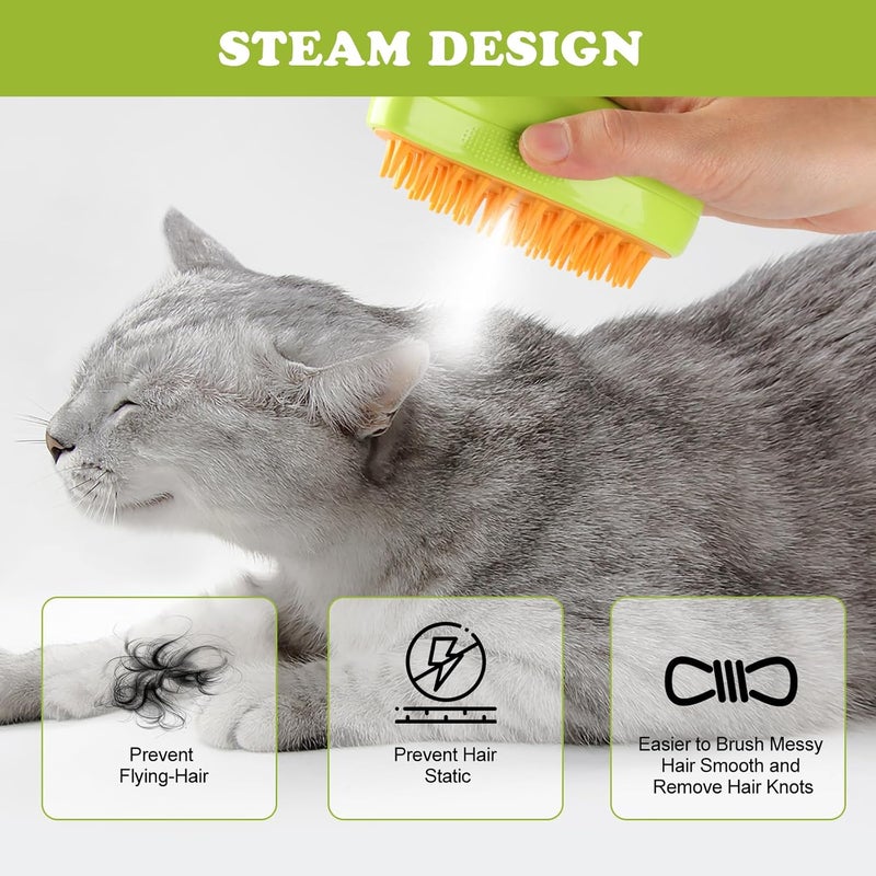 DUMPILL Steam Brush for Cats Shedding, 3 in 1 Steamy Water Pet Hair Removal Comb with Steamer, Spritz Comb for Dog, Indoor Cat Spray Mist Grooming Defur Brush, Cepillo Vapor Gato Perro, Steaming Cleaning Spa - Image 3